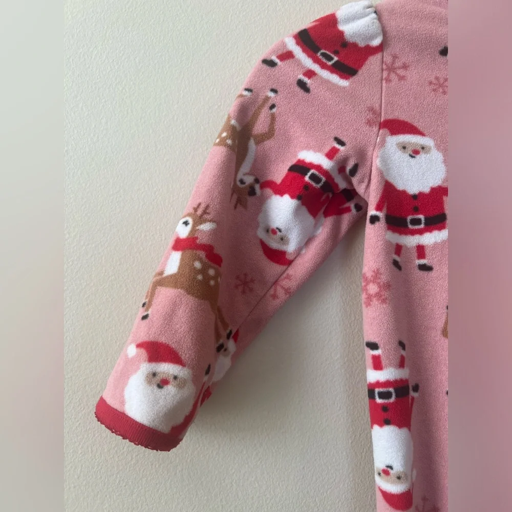 Just‎ One Carter’s kids girls 2T PJs Santa Reindeer Christmas 1 piece Footed Zip